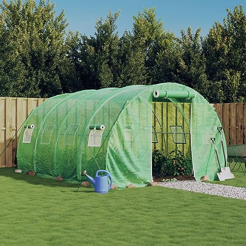 Serre de Jardin Tunnel, Serre Châssis de Jardin Serre avec Cadre en Acier Vert 12 m² 4x3x2 m
