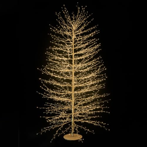 Albero Faggio con 2700 Mini Led Luce Calda Altezza 210 cm Tronco e Rami Colore Oro