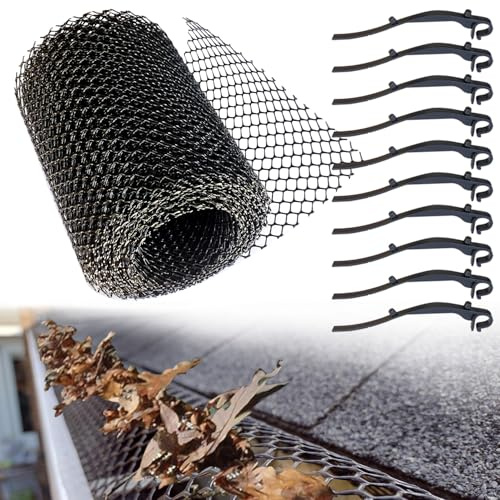 Gutter Guard 6 m x 15 cm Protección de Canalón 2pcs Protector para Canalones con Clips de Fijación Evita los Bloqueos de Canalones(2)