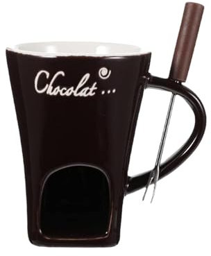 Fondue Chocolat Bougie, Tasses à Fondue Au Chocolat, Céramique, Tasse à Fondue Candy 130 Ml avec Fourchette pour Dîner Chauffe-Beurre Tapas à La Maison, Fondoir pour Chocolat et Fromage, Brun