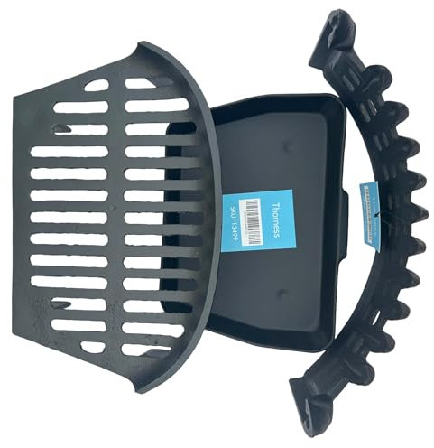 Heavy-Duty 18-Inch Cast Iron Grate with Castle Front & Ash Pan Set for Fireplaces or Wood Stoves
