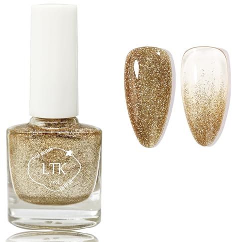 Glitter Nails Sparkly Gold Nail Varnish Flash Shinny Nail Varnish Shimmer Diamond Quick Dry, Long Lasting No Need Cure DIY Nail Art at Home