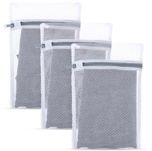 JIEYAO Sacchetti per biancheria in rete, 3 sacchetti per biancheria delicata, a nido d'ape, con cerniera resistente, per lavatrice, biancheria intima, pantaloni, reggiseni, calzini (S, 30 x 20 cm)