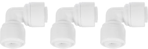 QUARKZMAN 3 Piezas Conectores de Empuje, 1/4 OD x 1/4 OD Conectores de Manguera de Aire Tubo y Manguera y Tubería Conexión Rápida de Plástico Codo de Unión de 90 Grados, Blanco (6-6mm)