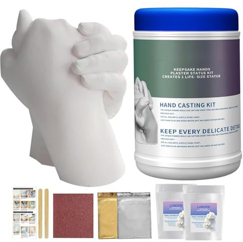 Generisch Gips-Handabdruck-Set Kreatives Handabdruck-Set Hände Paar Familie Handabformset Aus Gips Andenken-Handabdruck-Set -Skulpturenbauer Für Erwachsene Und Kinder Urlaubsaktivitäten Hochzeit