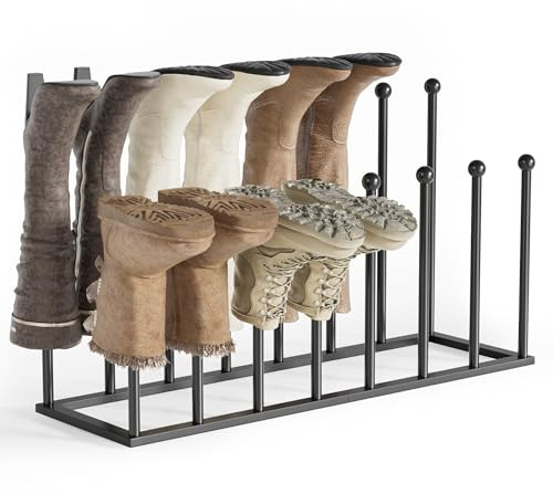 pickpiff Étagère à Chaussures Sur Pied – Rangement à Chaussures en Métal Noir, Étagère à Chaussures Pour Dortoir, Placard, Entrée, Chambre, Couloir, Organisateur de Rangement Pour 8 Paires de Bottes