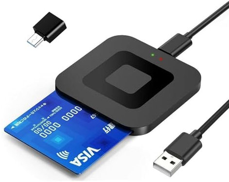 CAC Smart Card Reader for Government ID, National ID, Military CAC, SIM/SD/TF Card Adapter 32/64 bit OS Compatible