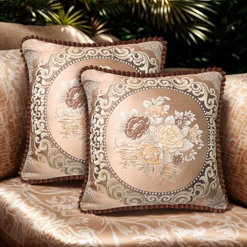 SZHELEJIAM Set di 2 Federe Cuscini 50x50 cm, Fodere Cuscino Divano Morbidi e Resistenti con Cerniera Nascosta, Copricuscini per Divano, Letto, Sedia – Facili da Lavare e Antimacchia