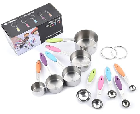 Measuring Spoons Set, Stainless Steel Measuring Spoons for Cooking and Baking, Heavy Duty Kitchen Gadgets for Easy Storage, Perfect Kitchen Utensils Gadgets (Set of 10)