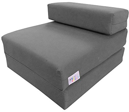 MyLayAbout Kids Z Bed - Memory Foam Chair bed & Fold up Mattress | Available in 11 colours. Perfect for childrens sleepovers, reading corners or gaming. (Grey, one size)