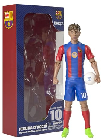 Megableu Figurine Foot Lamine Yamal FC Barcelone - Réaliste Articulée | Format 20 cm sous licence officielle - 10 points d’articulation et ballon du club pour jouer, collectionner ou exposer