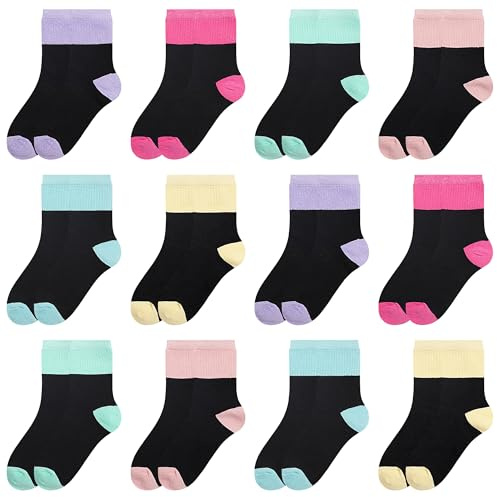 L&K-II 12 paia calzini delle ragazze calzini bambino in cotone confortevole 2896 31-34