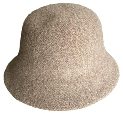 Qiantull Sombrero de campana de invierno para mujer, sombrero de pescador, gorro de invierno, gorro de punto, gorro de invierno, gorro de fieltro, vintage, gorro de lana para mujeres y niñas, beige