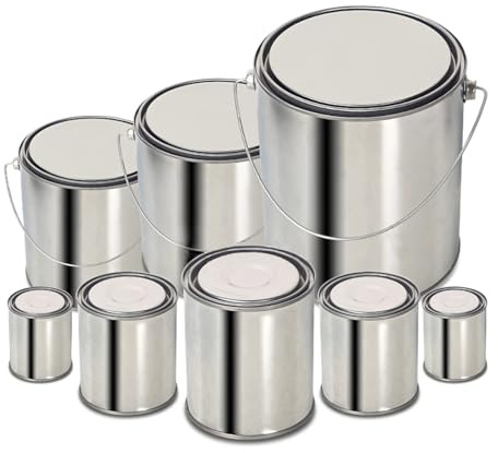 Empty Metal Paint Tins with Handle, 0.2L–5L Reusable Storage Cans for Paint Varnish Solvents, Sample Tins for Chemicals/Asphalt, DIY Craft Containers(2L With handle)