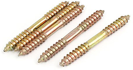 Sourcingmap M8 x 73mm Double Ended Wood to Wood Furniture Fixing Dowel Screw 5Pcs