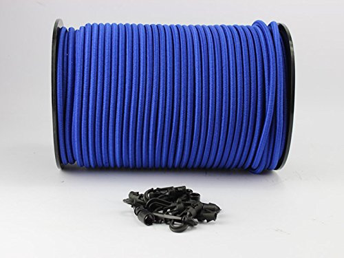 6 mm Expander Rope 10 Metres Blue + 10 Plastic Rubber Tarpaulin Rope Hook Plane