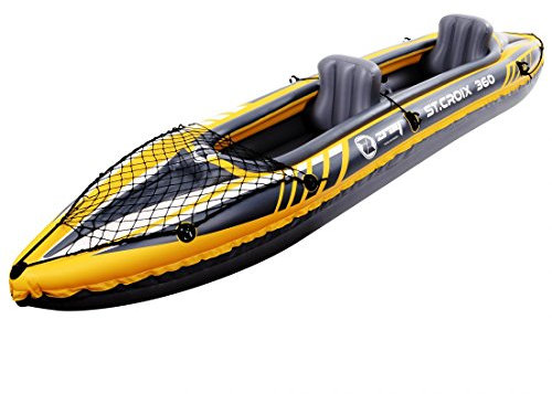 ZRAY ST Croix 360 Kajak aufblasbar 350x78x52 cm stabiles 2 Personen Schlauchboot inkl. Sitze, Pumpe & Paddel ideales Kayak für Meer, Fluss, See Robustes aufblasbares Boot für Erwachsene