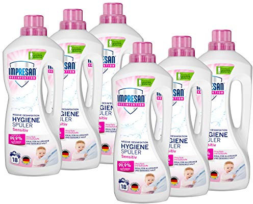 Impresan Hygiene-Spüler Sensitiv: Wäsche Desinfektion ohne Duft- und Farbstoffe – Hygienespüler - 6 x 1,5L im praktischen Vorteilspack