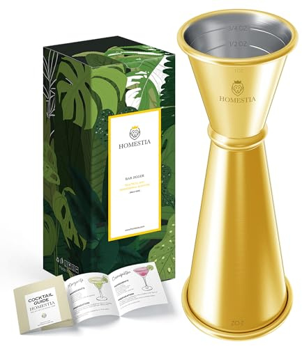 Homestia Jigger for Bartending, 2 oz 1 oz Double Measure Cocktail Cup, Gold