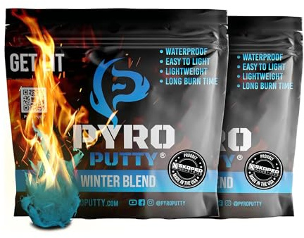 Phone Skope PYRO Putty Winter, Summer, Eco Blend, Emergency Survival Fire Starter (2 oz - Two Cans, 2-Pack Winter -20°F to 90°F)