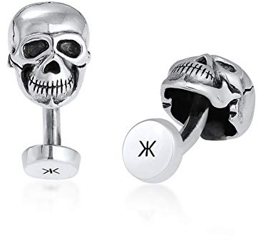 Kuzzoi Manschettenknöpfe für Herren mit Totenkopf, 925 Sterling Silber oxidiert, Cufflinks für das Hemd, Männer Geschenk für Hochzeit und Geburtstag, 1002561020