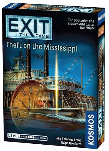 Thames & Kosmos - EXIT: Theft On The Mississippi - Level: 3/5 - Unique Escape Room Game - 1-4 Players - Puzzle Solving Strategy Board Games for Adults & Kids, Ages 12+ - 692873