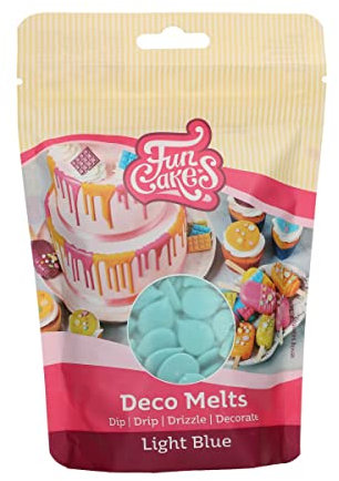 FunCakes Deco Melts Hellblau - Trempez, coulez, arrosez et décorez ! Faire fondre brièvement au micro-ondes ou au bain-marie , 250 g