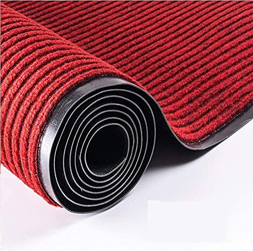 MYOYAY Carpet Runner 90x300cm Non-slip Dirt Stopper Carpet with Rubber Backed Door Mat Washable Runner Rug Entrance Floor Mat for Home Hall Entrance Kitchen Indoor and Outdoor Use Dark Red