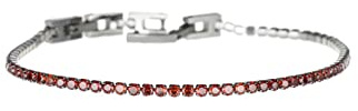 Donipreziosi Bracciale Tennis in Acciaio Inox con Zirconi taglio Brillante, Spessore 2 mm Lunghezza regolabile, disponibile in più colori - Uomo e Donna Unisex (Rosso)