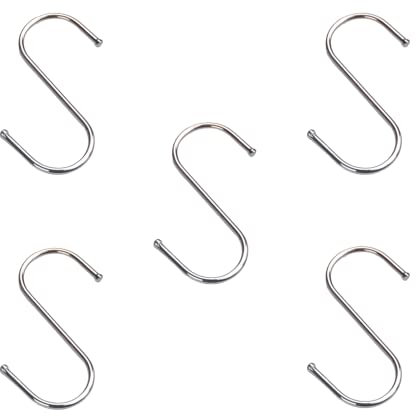 FYACCD S Hook, 5 PCS Stainless Steel S Hooks, Hanging Hooks, for Kitchen, Bathroom, Garden, Office