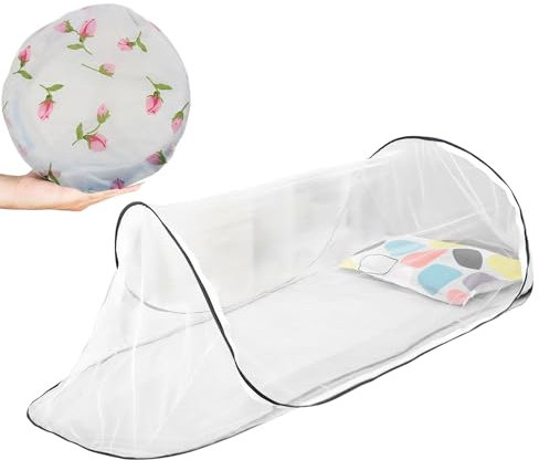 Moskitonetz Reise, Faltbares Pop-up Bett Moskitonetz Für Einzelbett, Ortable Feinmaschiges Bett Für Camping Hinterhöfe, Faltbares Reisezelt, Reise moskitonetz (Schwarz)