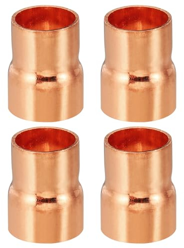 PATIKIL 7/8 to 3/4 ID Copper Reducer, 4pcs 99.9% Pure Copper Reducing Coupling Pressure Fitting Pipe Tube Connector Adapter with Sweat Solder Connection for HVAC Refrigeration System