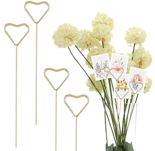 YUXIANLB Herzförmige Kartenhalter 20er Set Metall Memo Clips für Blumenbouquets und Dekorationen Vielseitiges Zubehör für Hochzeiten Geburtstage Partys Kuchen Tischnummern Menüs und Notizen