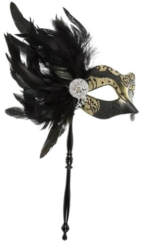 Cabilock Demi-masque Drapé À Pompons Et Ornements Dorés Pour Costumes Et Fêtes Dhalloween