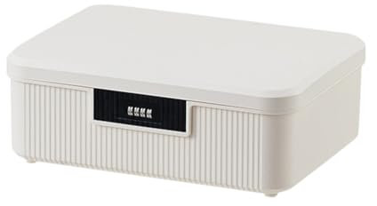 ABS Medizinbox mit 2-Schicht Kombinationsschloss, verschließbare Aufbewahrungsbox (16L/9L) – Medikamentenbox abschließbar, Hausapotheke & Safe Box für Handys, Süßigkeiten (Weiß, 34X29X12)