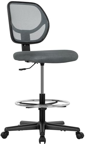 Vinsetto Chaise de Dessin avec Repose-Pieds réglable, Chaise de Bureau en Maille pivotante avec Dossier incurvé, Hauteur réglable pour Bureau Debout, Gris Anthracite