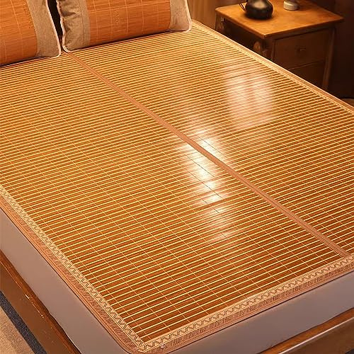 HYQOUKLR Esterilla de bambú para Dormir, colchón Plegable, Colchoneta de bambú Plegable de ratán for Cama Doble, Funda de colchón de Verano, Varios tamaños(L195xW135cm)