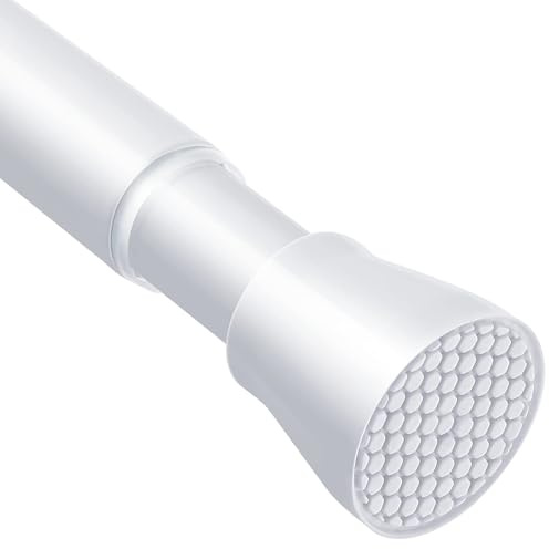 AIZESI Tringle à rideau de douche extensible 74,5-163 cm - Barre télescopique sans perçage en acier inoxydable blanc anti-rouille - Pour salle de bain, fenêtre et porte (Ø22 mm, 1 pièce)