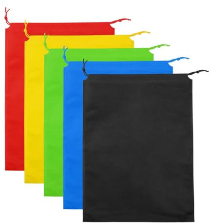Hopzab 5 Pcs Drawstring Storage Bags Portable Dustproof Cloth Bag Pouch Universal Non-Woven Packing Organizers Tote Bags for Daily Home Travel Use,Toy Shoes Boots High Heel Socks