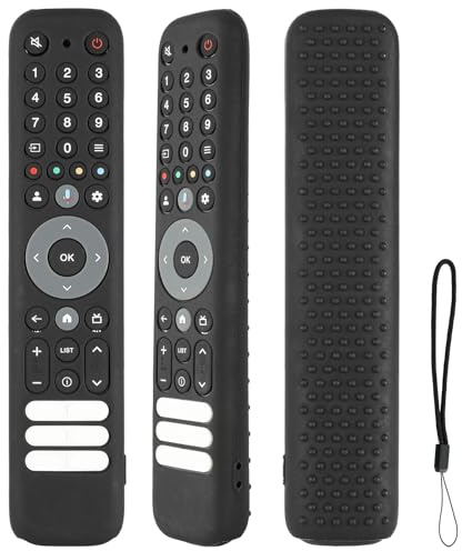 Funda para Mando a Distancia de Silicona Compatible con TCL RC833 GUB1 TV Mando a Distancia Cubierta Protectora a Prueba de Choques con Cordón (Negro)