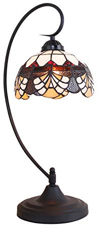 Lampada da Tavolo in Stile Barocco, Lampada da scrivania a LED in Vetro colorato Vintage, 1 Luce, Lampada da Comodino Antica per Camera da Letto, Soggiorno, Ufficio, Illuminazione da Lettura (No)