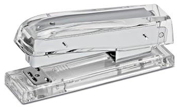 MAUL Heftgerät aus Acryl | stilvoller Tacker für bis zu 15 Blatt | Für 24/6er und 26/6er Heftklammern | Standnoppen für sicheren Stand | Organizer für Büro und Arbeitsplatz | Transparent