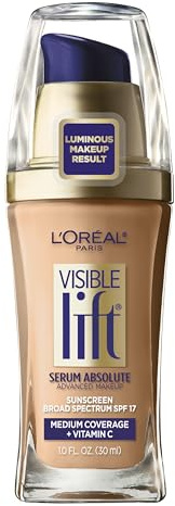 L'Oreal Paris Visible Lift Serum Absolute Advanced Age-Reversing Makeup, SPF 17, Sand Beige, 1-Fluid Ounce, 2 pack