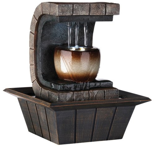 ORE International K323 Indoor Meditation Table Fountain with LED Light, 9-3/4-Inch