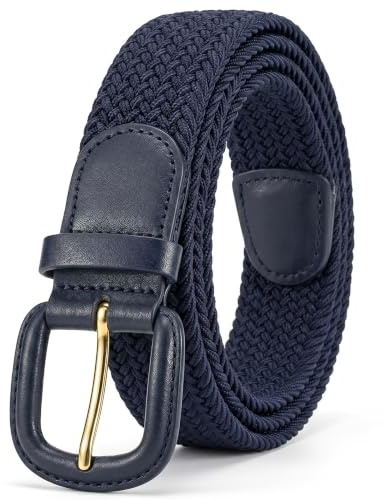 Streeze Cinturón Unisex de correa Trenzada. 6 Tamaños. Elástico Entretejido con Hebilla de Cuero (Azul Marino, L)