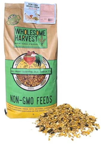 Wholesome Harvest All Flock Feed, High Nutrition Layer for Flocks, Non-GMO Duck, Turkey, Geese and Chicken, Whole Grain 40 lbs Pack