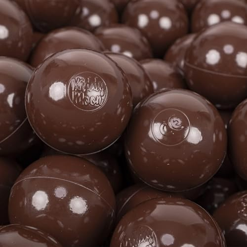 KiddyMoon 200 bollar/7 cm barnbollar lekbollar för bollbad baby enfärgad plastbollar tillverkad i EU, brun