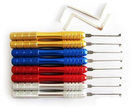 HUK Boutique - Juego de ganzúas de cerradura Kaba de 8 piezas con 2 llaves de tensión, herramienta colorida para cerradura Kaba, herramientas profesionales de cerrajería