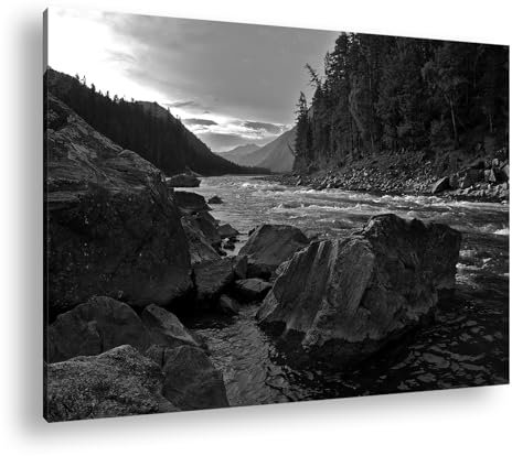 deyoli Incredibile formato ruscello: 75 x 50 cm, effetto: bianco e nero, stampa digitale di alta qualità con cornice