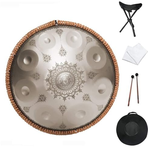 Tamburo Per Lingua Handpan - Tamburo A Percussione In Acciaio, Strumento Per Handpan Da 22 Pollici Mandala Tank Drum Strumento A Percussione In Acciaio Con Borsa Da Viaggio 440 Hz(9Notes)